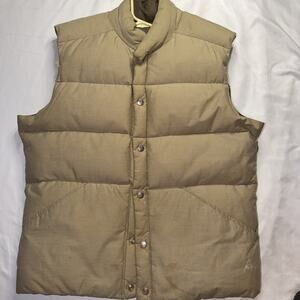 Vintage Gerry Vest Mens LG Tan Brown Down Puffer Reversible Snap Front Ski